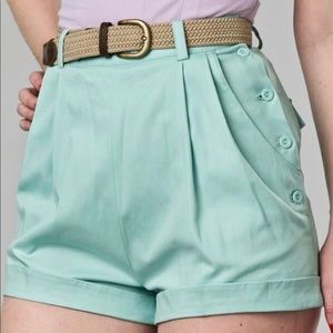 Sky light mint blue high waisted shorts size 4